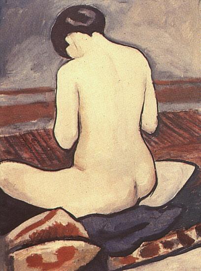 August Macke Sitting Nude with Cushions Sweden oil painting art